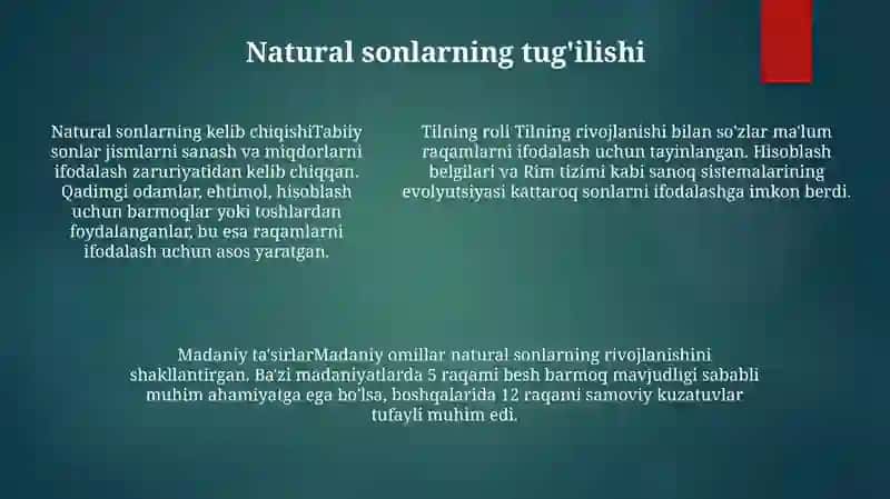 Natural Son Va Nol Tushunchasining Vujudga Kelishini Organish 4