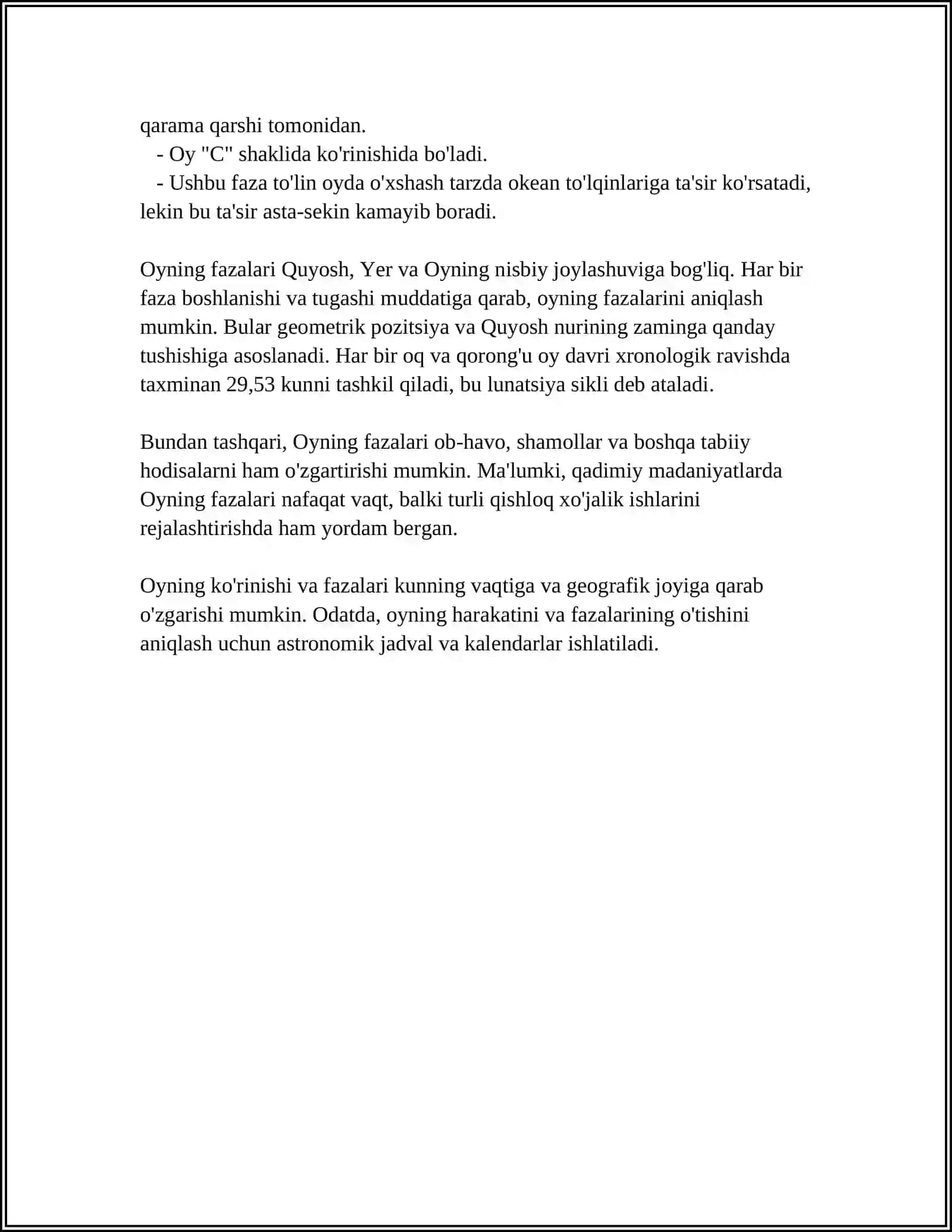 Oyning fazalari 4