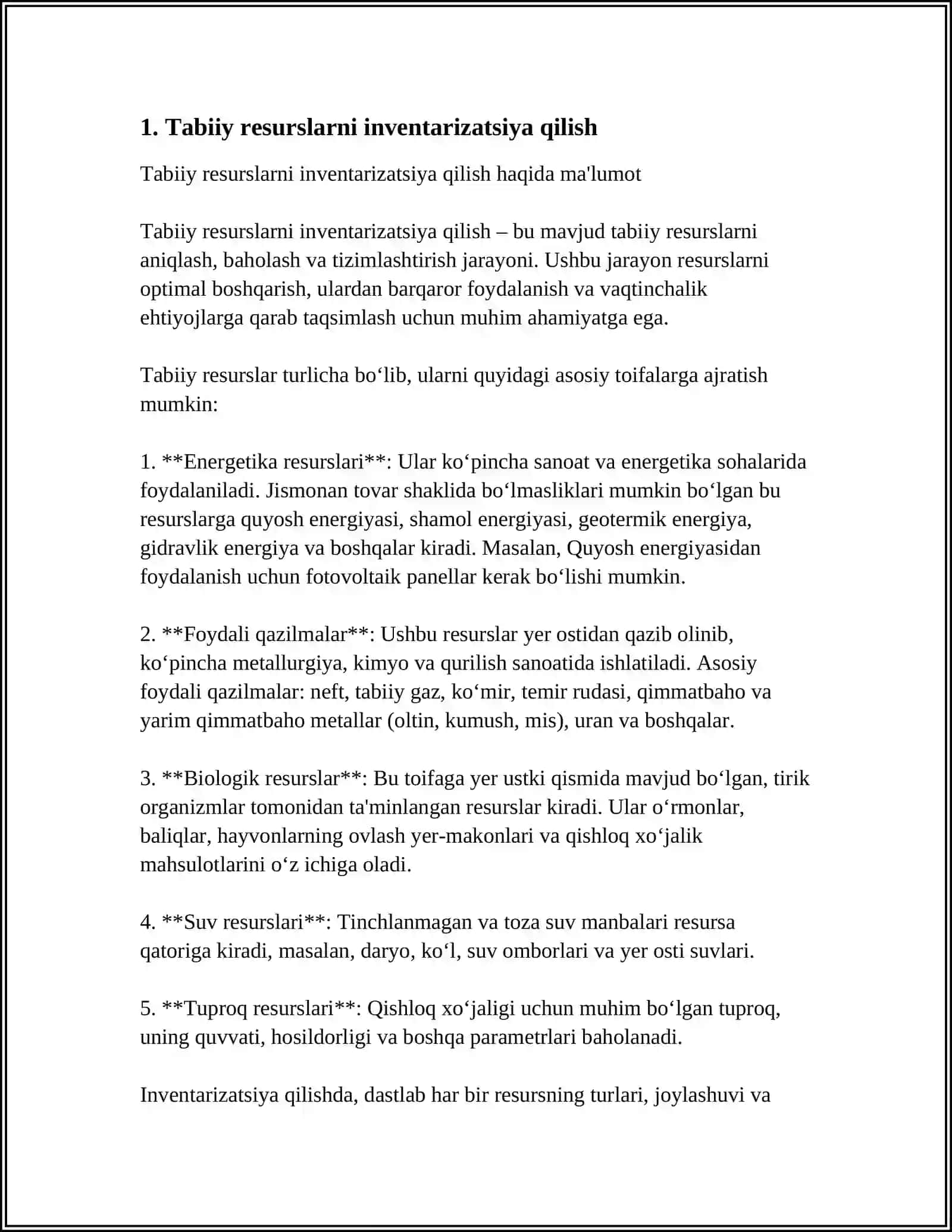 Tabiiy Resurslarni Inventarizatsiya qilish 4