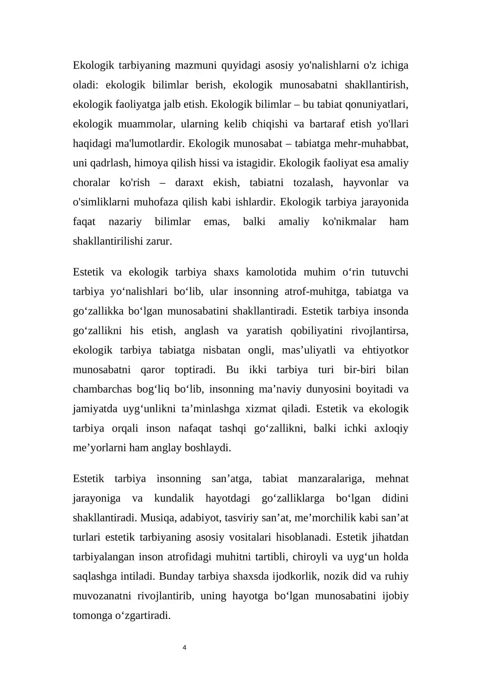 Estetik va ekologik tarbiya 4