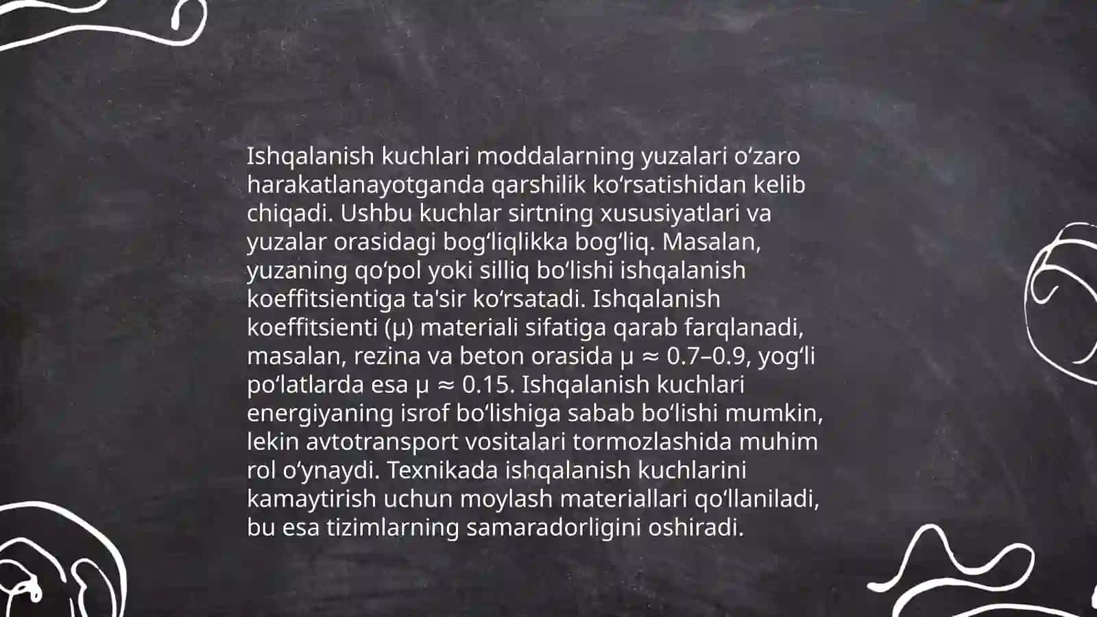 Ishqalanishning fizik xususiyatlari 4