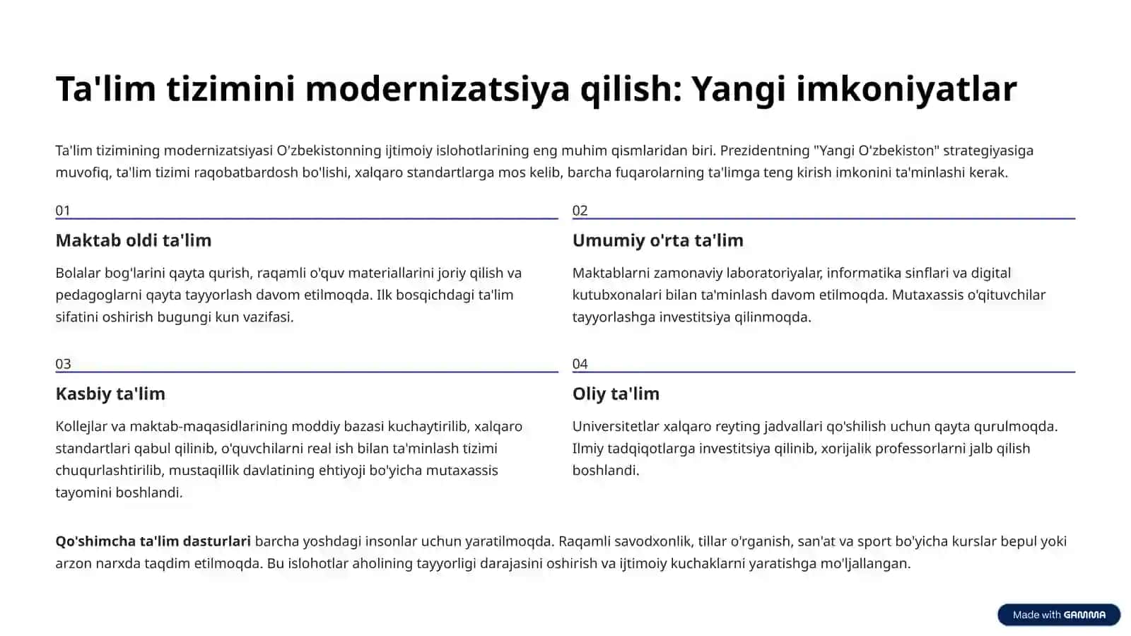 O'zbekiston Respublikasida ijtimoiy sohadagi islohotlar 4