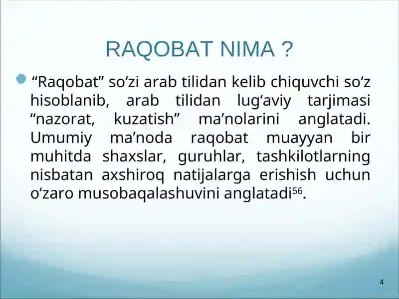 Raqobatning huquqiy taʼminlanishi 4