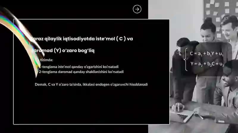 Tenglamalar tizimi ko'rinishidagi ekonometrik model 4