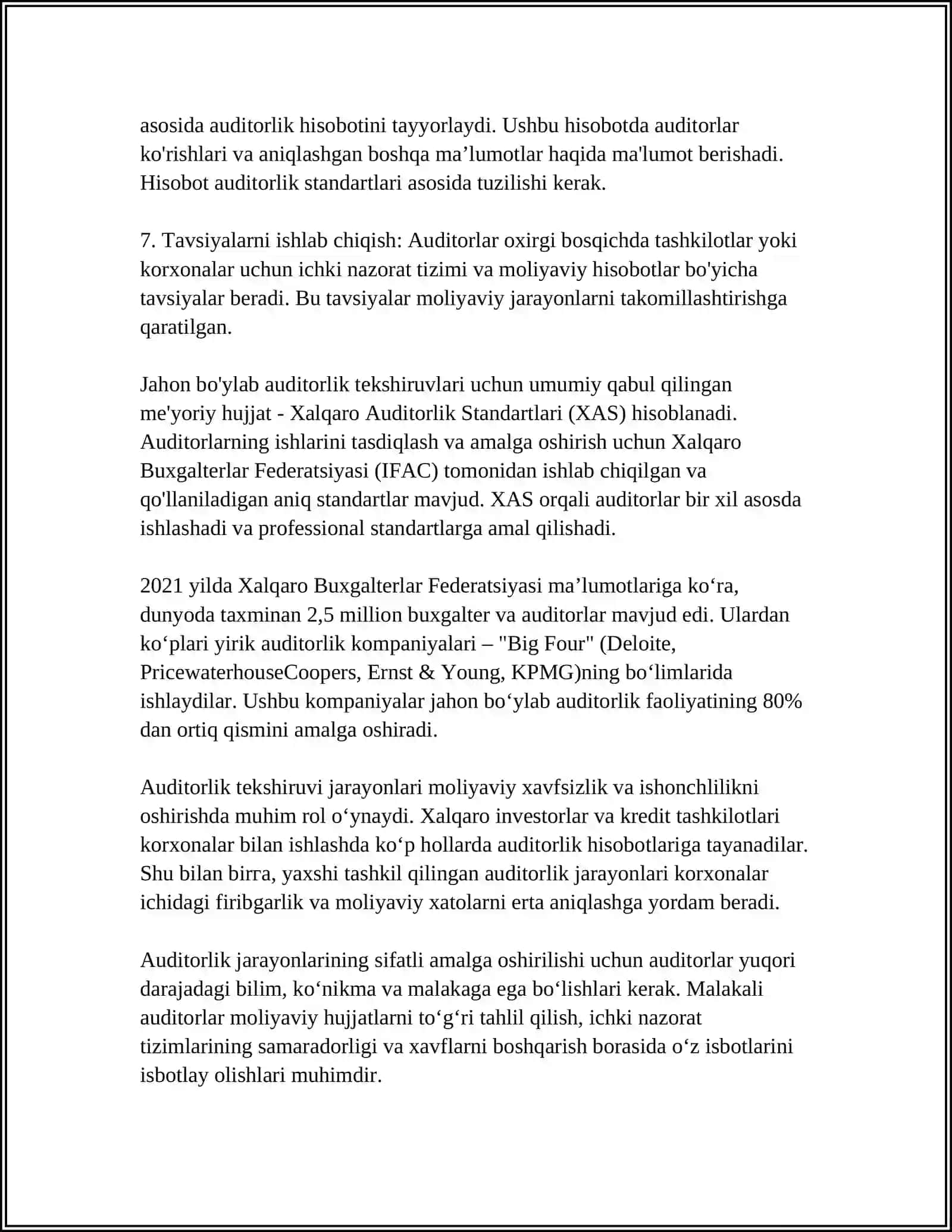 AUDITORLIK TEKSHIRUVIDA FIRIBGARLIKNI ANIQLASH 4