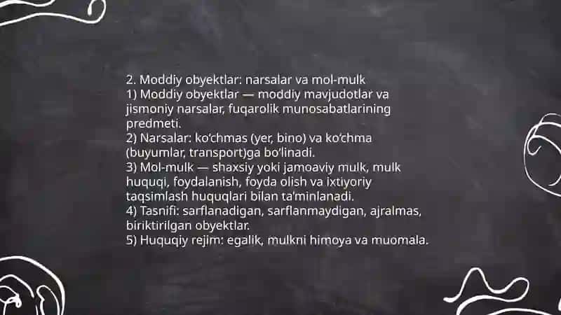 Fuqarolik huquqining obyektlari 4