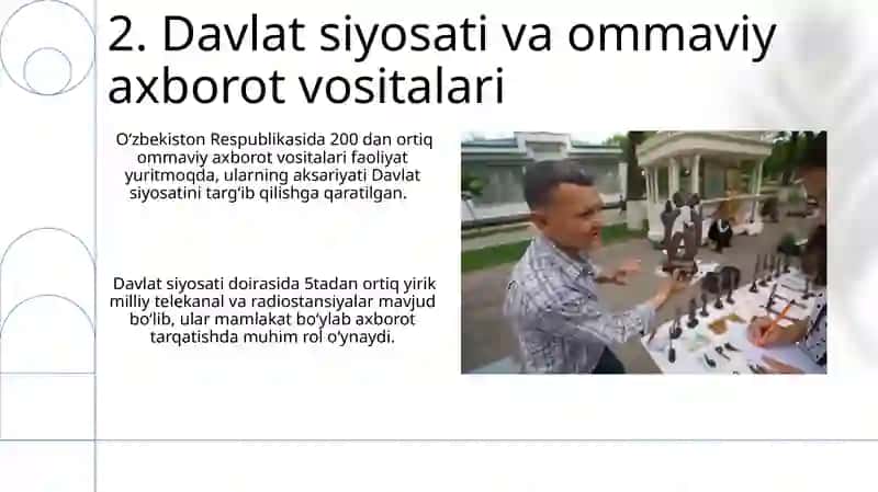 O'zbekiston Respublikasida ommaviy axborot vositalarining faoliyati 4