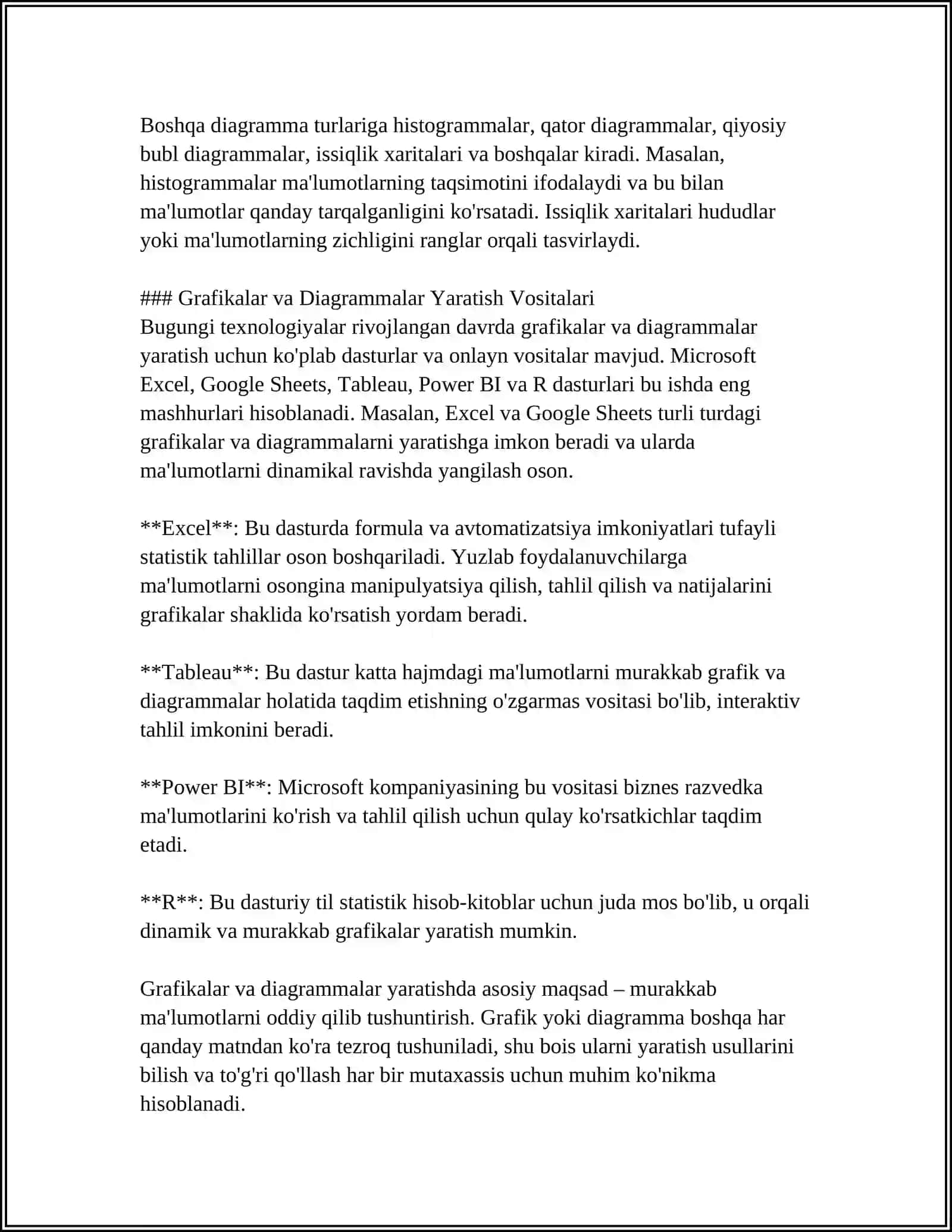 EXCEL DASTURIDA TURLI HISOBOTLAR TAYYORLASH 4