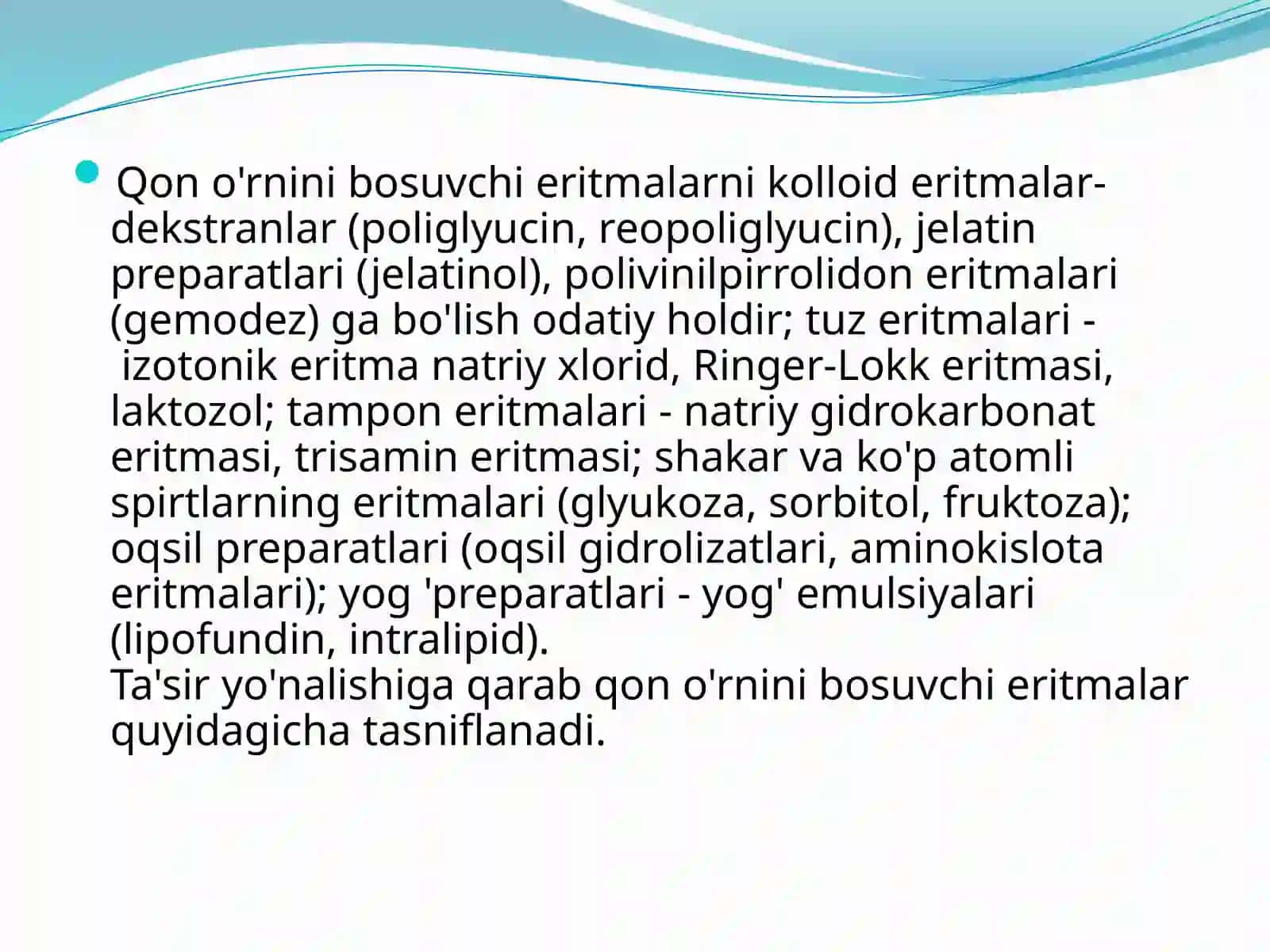 Qon o’rnini bosuvchi suyuqliklar va ularning tasnifi 4