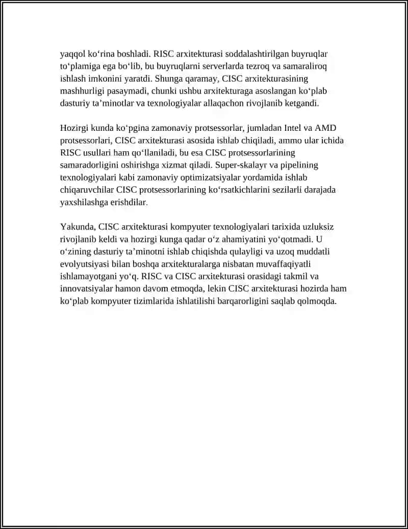 KOMPYUTER BUYRUQLARINING BAZAVIY TIZIMI: CISC ARXITEKTURASI 4
