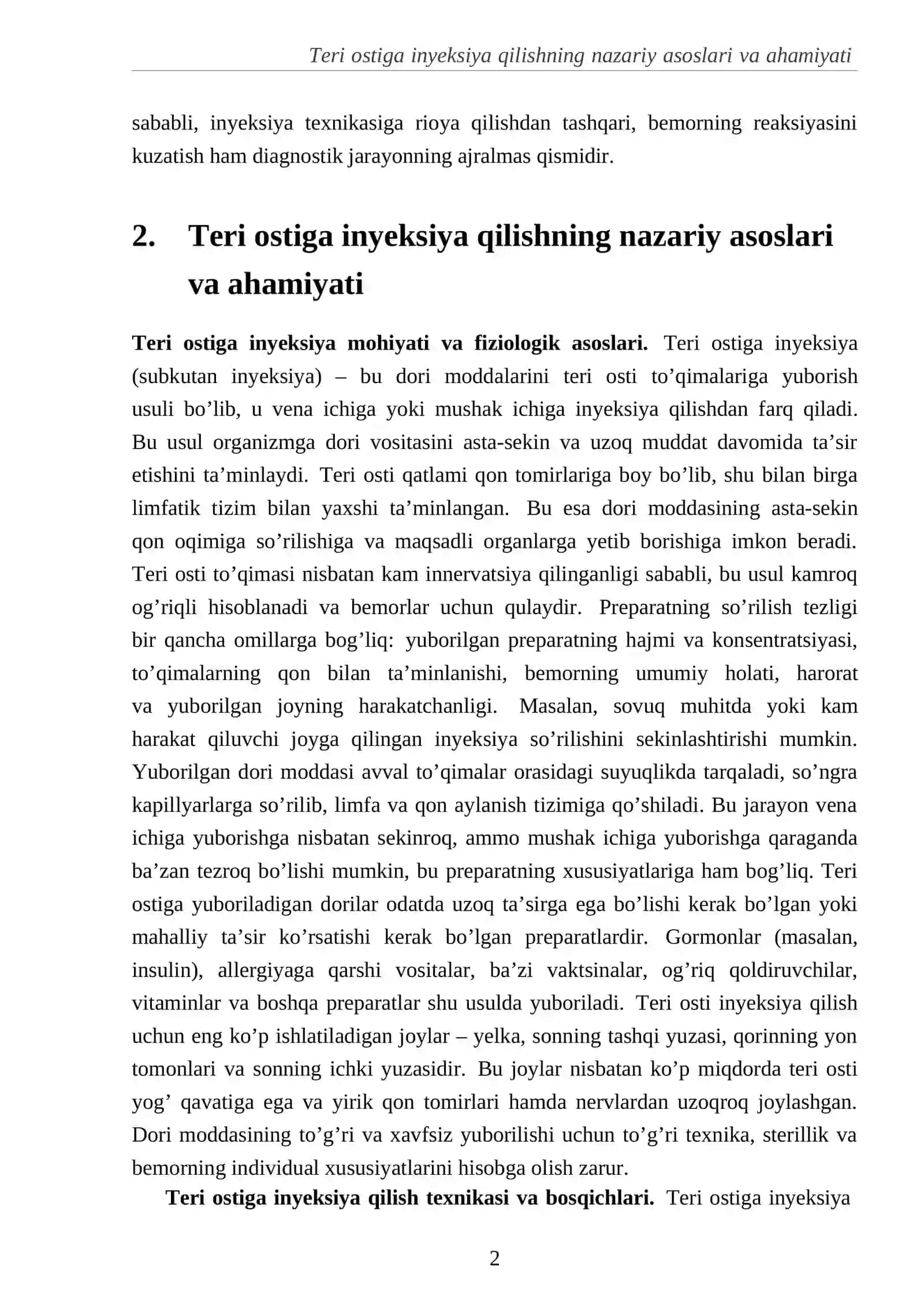 Teri ostiga inyeksiya qilish texnikasi 4