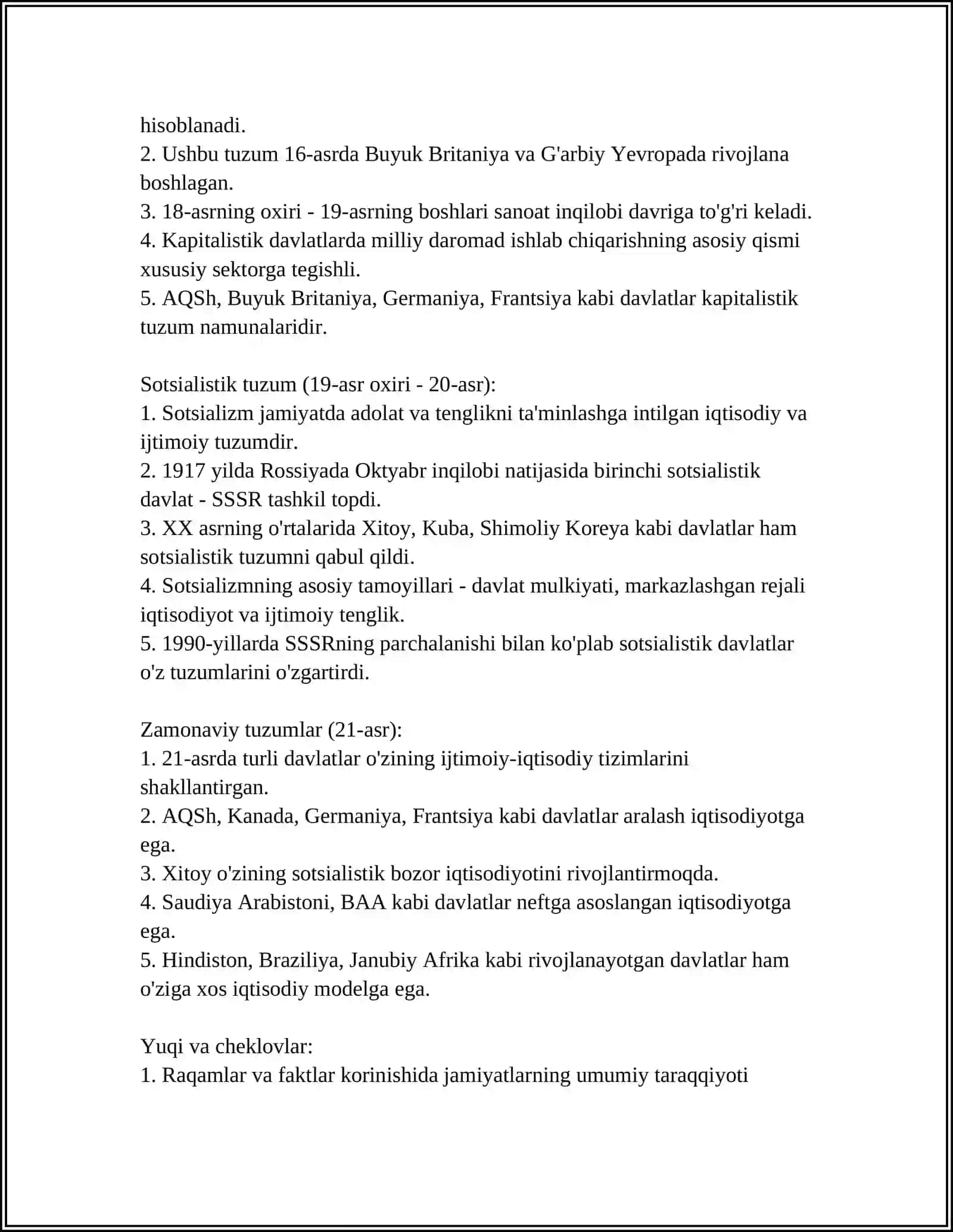 Ijtimoiy tuzumlarning rivojlanishi 4