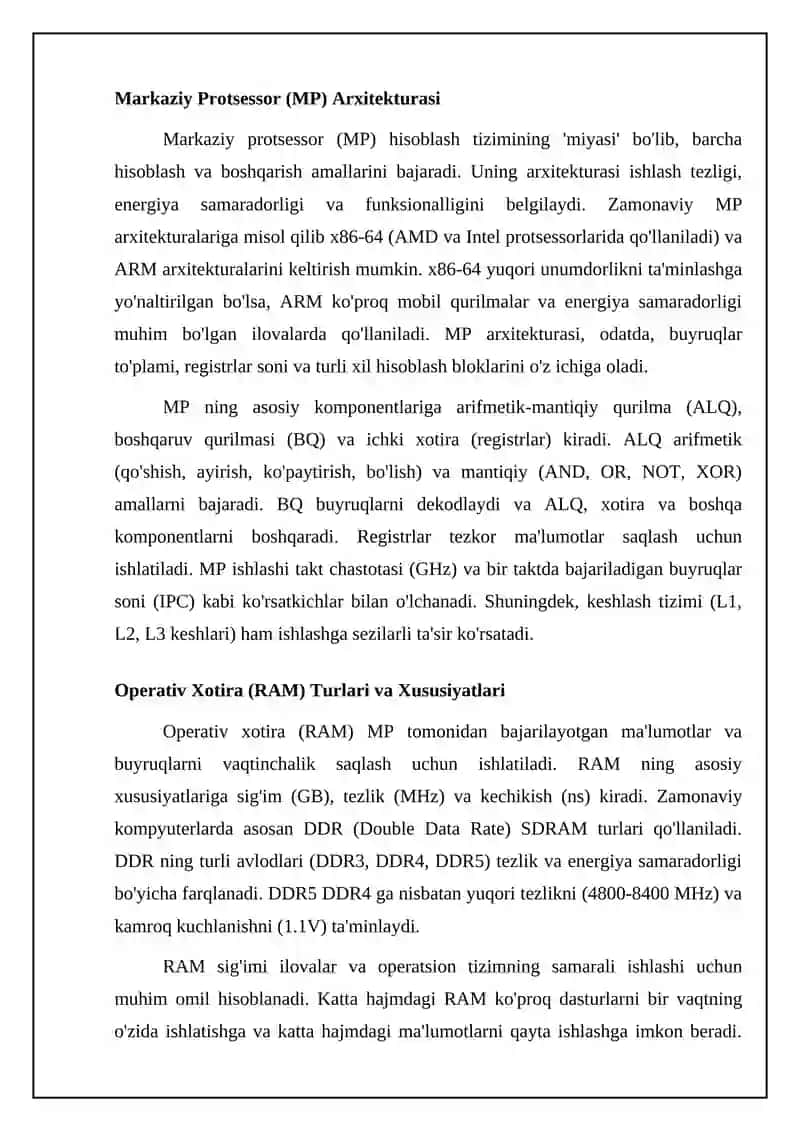 Hisoblash tizimlarining texnik vositalari 4