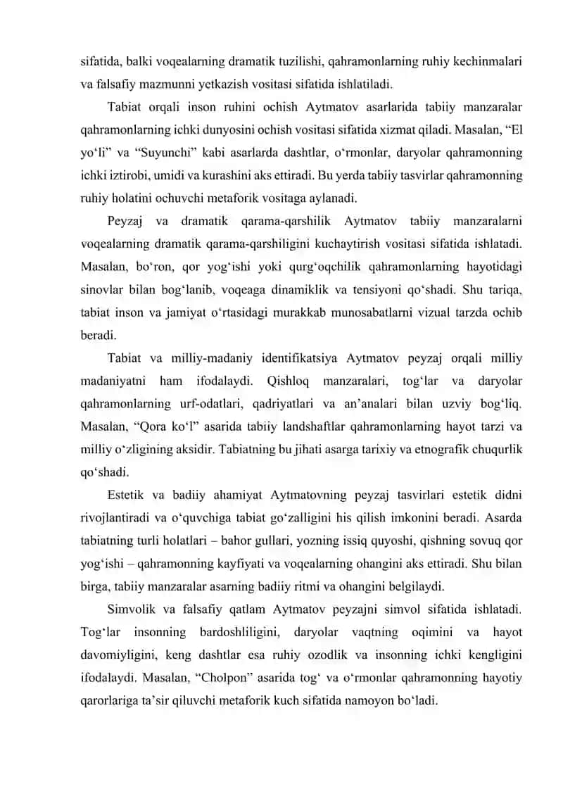 CHINGIZ AYTMATOV ASARLARIDA PEYZAJ TASVIRI 4
