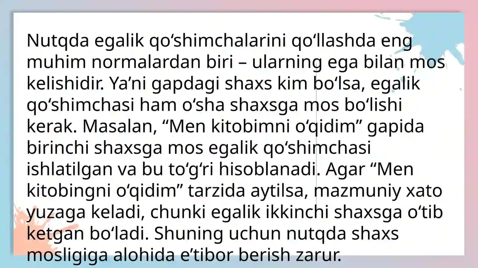 Nutqda egalik qoshimchalaridan foydalanish normalari 4