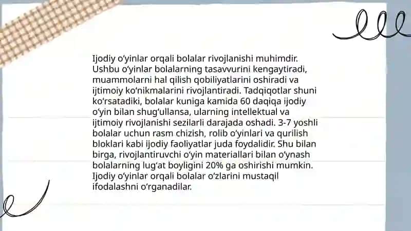 Ijodiy va qoidali oʻyinlar,uning mazmuni Abduraimova Kamola 4