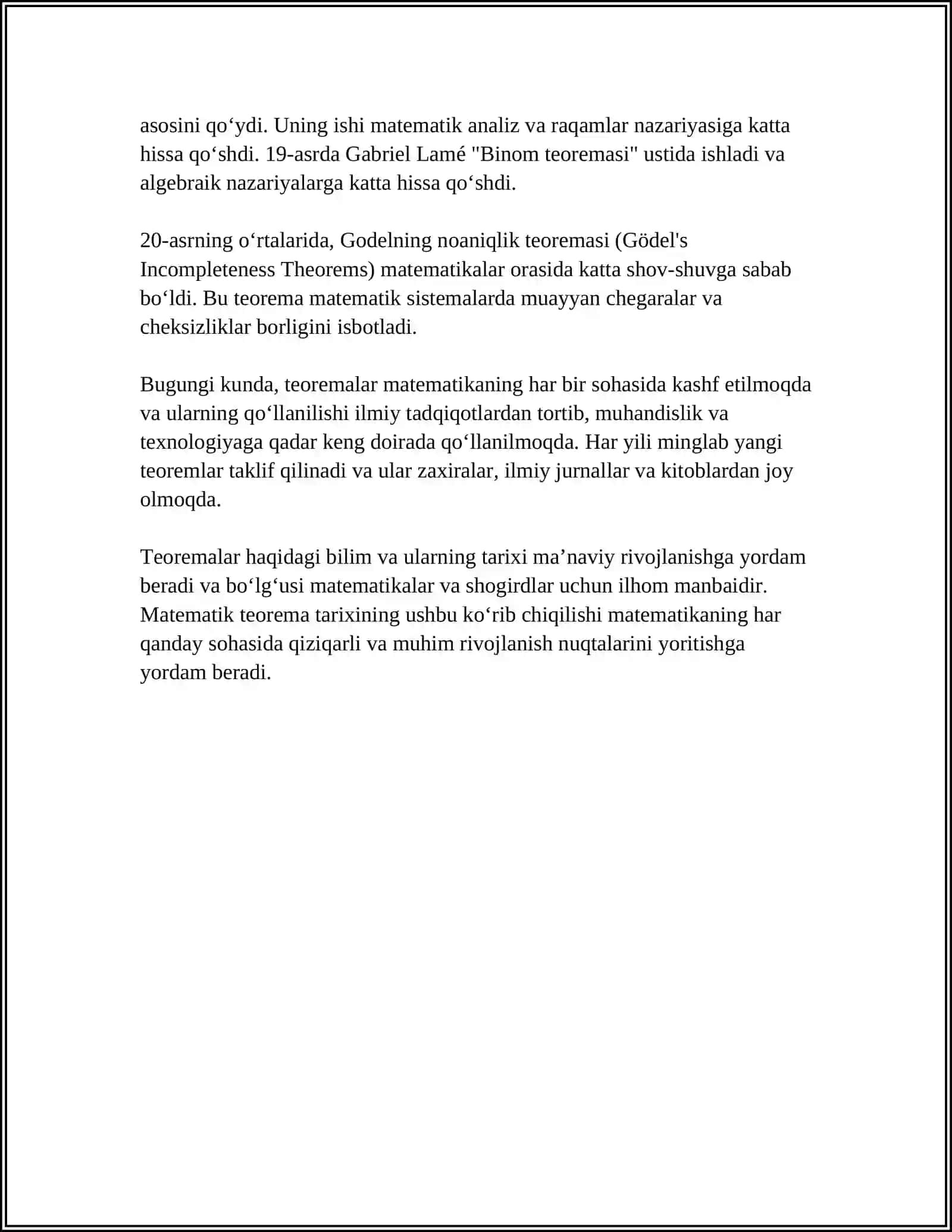 POST TEOREMASI VA UNING NATIJALARI 4