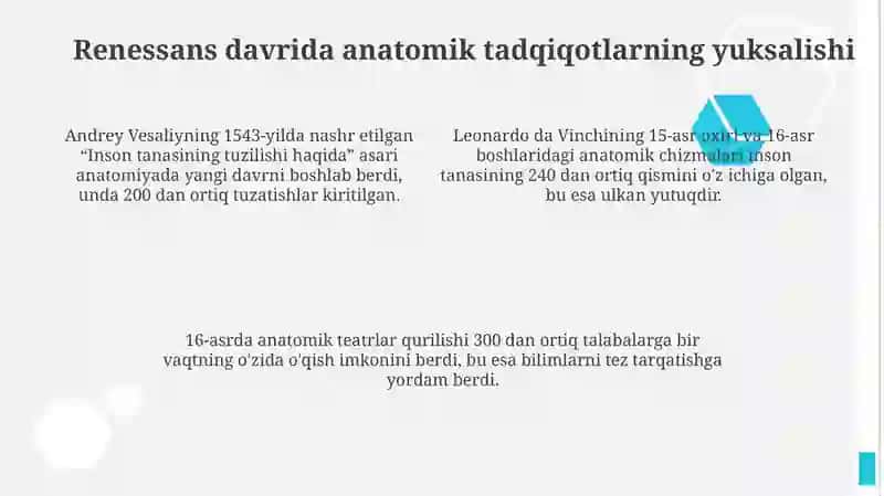 Uyg'onish davrida anatomik bilimlarning rivojlanishi 4
