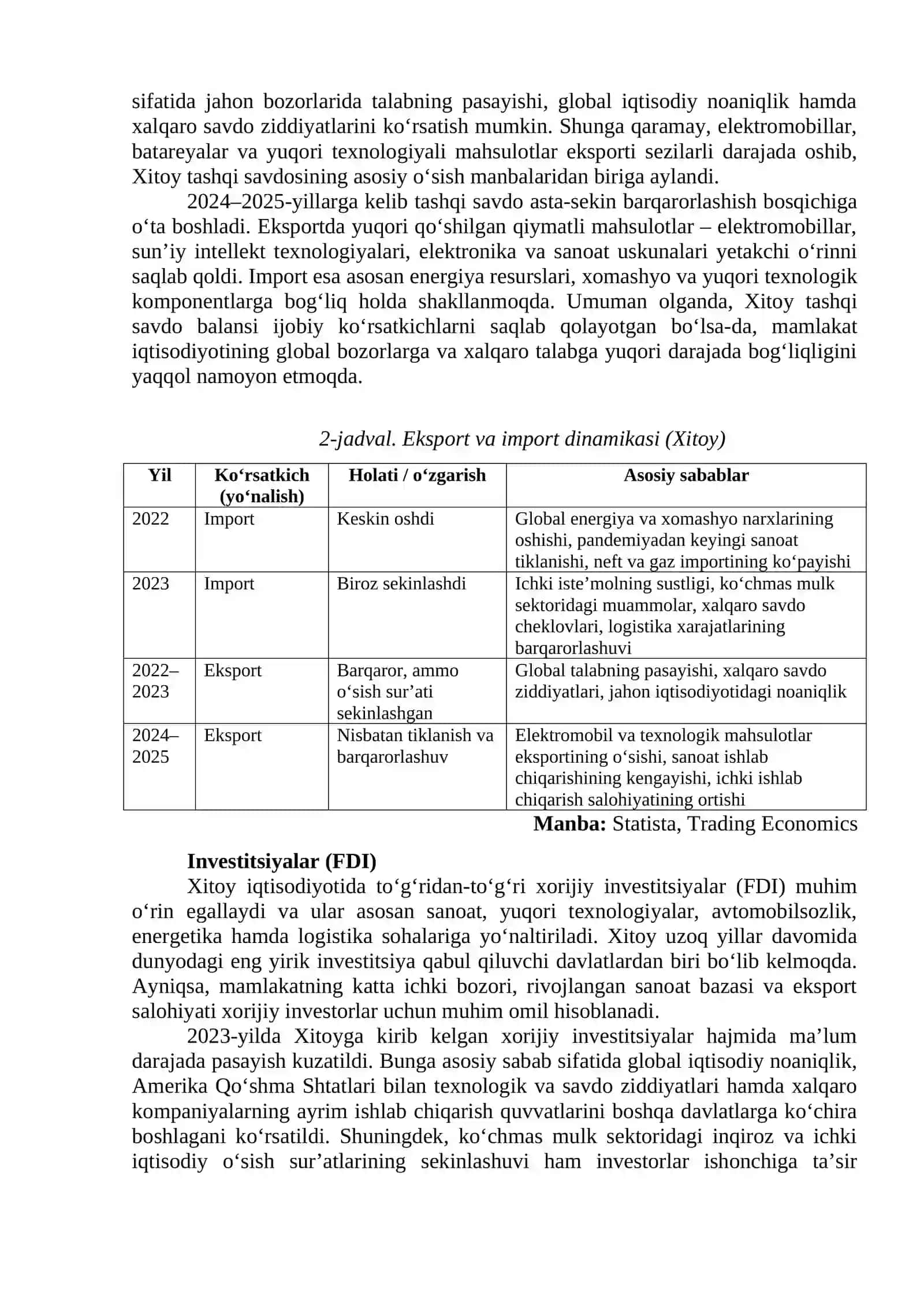 XITOY DAVLATINING IQTISODIY HOLATI TAHLILI Tezis 4
