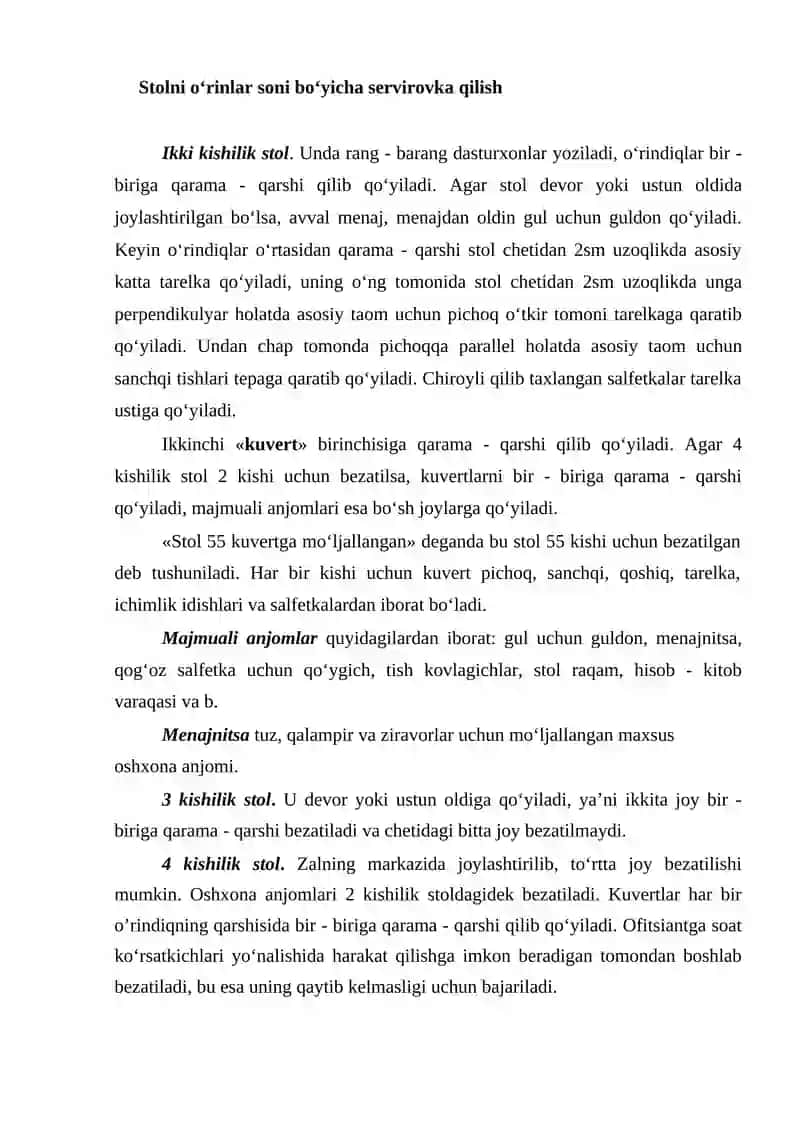 Stolni oldindan servirovka qilish va tayyorgarlik ishlari 4