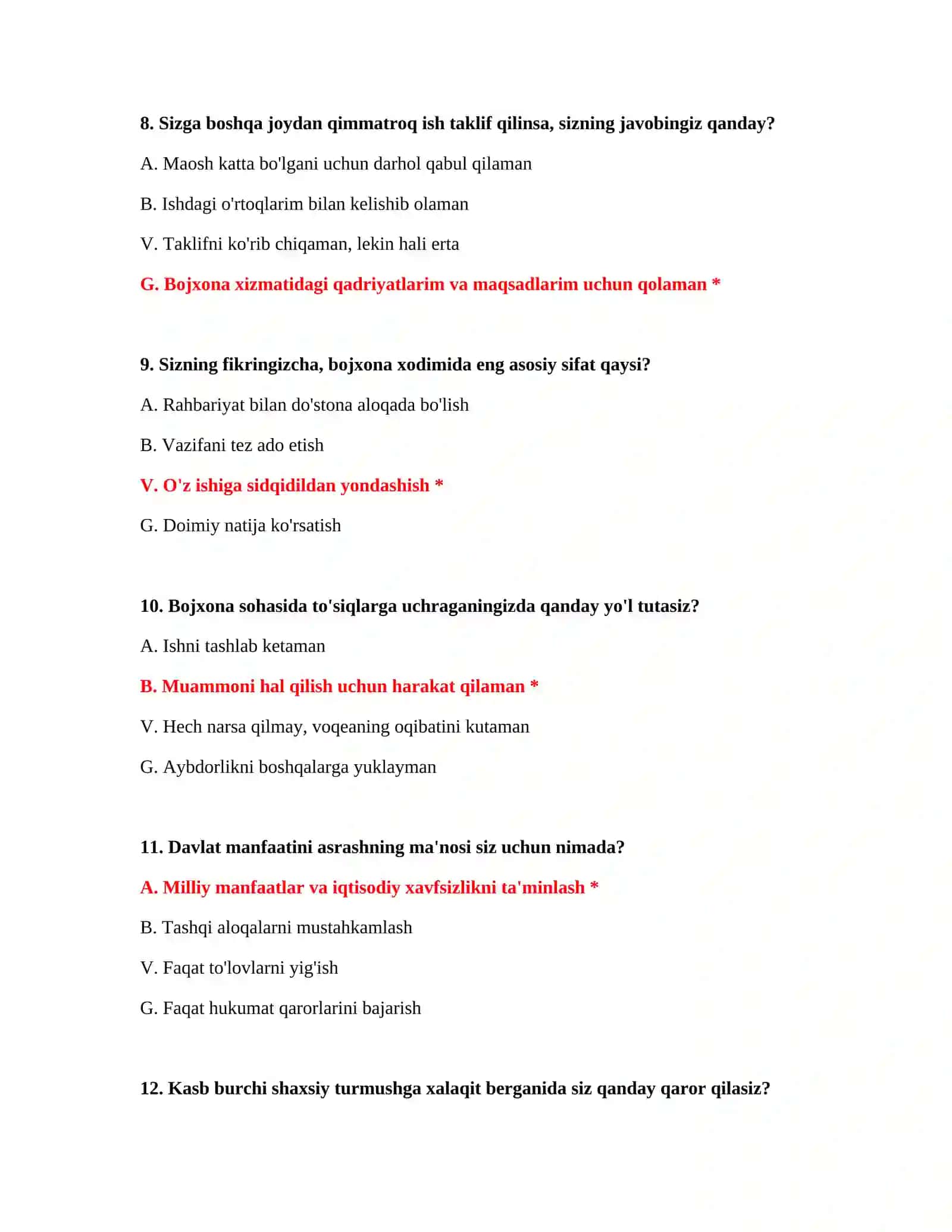 Bojxona IQ test 100 ta 4
