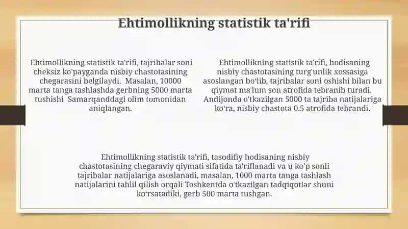 Ehtimollar nazariyasining asosiy tushunchalari 4