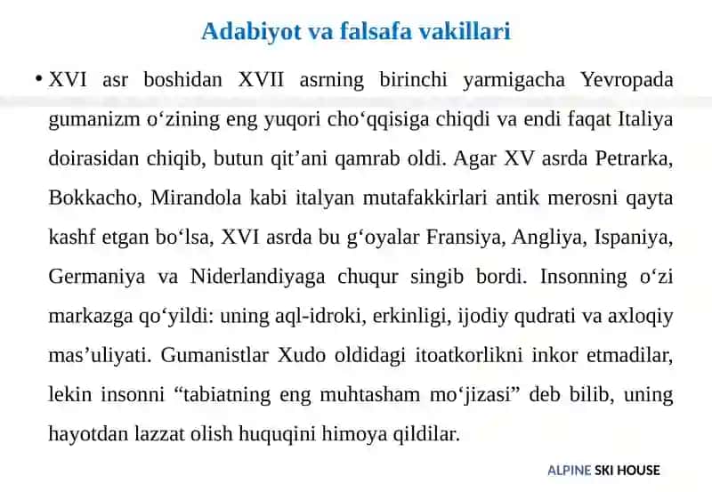 XVI-XVII asrning birinchi yarmida Yevropa dagi yashagan madaniyat vakillari 4