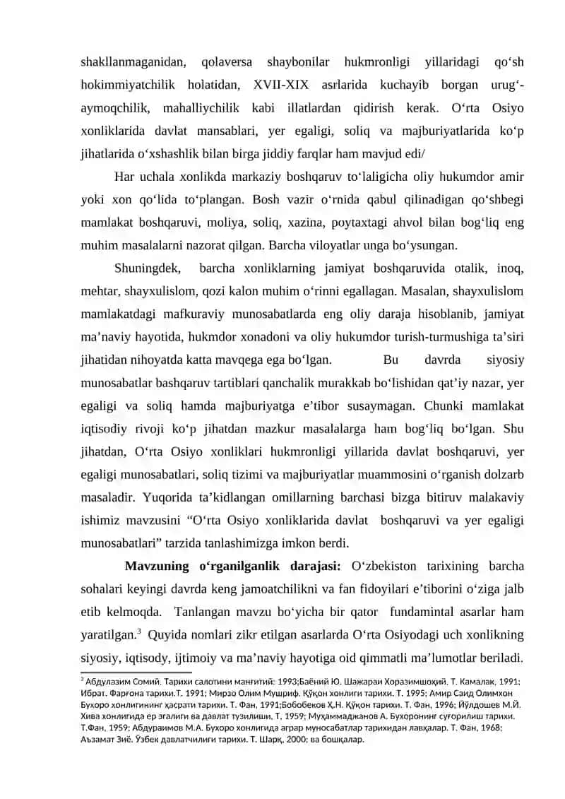 O‘rta Osiyo xonliklarida davlat boshqaruvi va yer egaligi munosabatlari 4