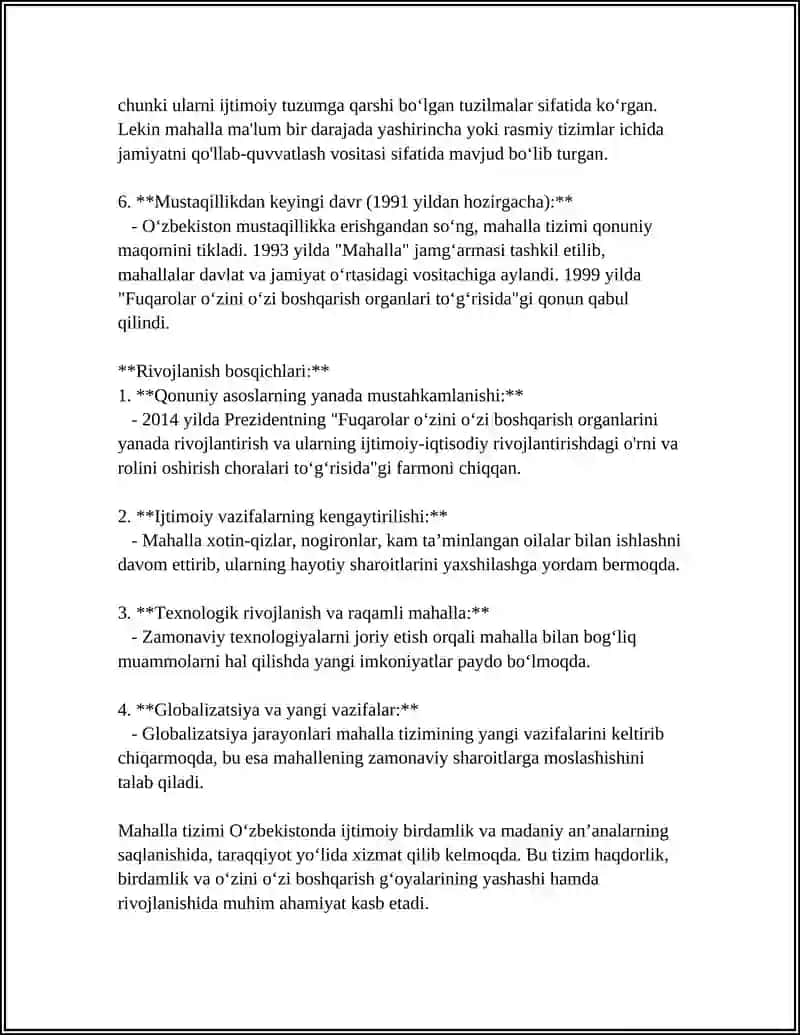 MAHALLA TIZIMI VA UNDAGI IJTIMOIY ISHNING OʻRNI 4