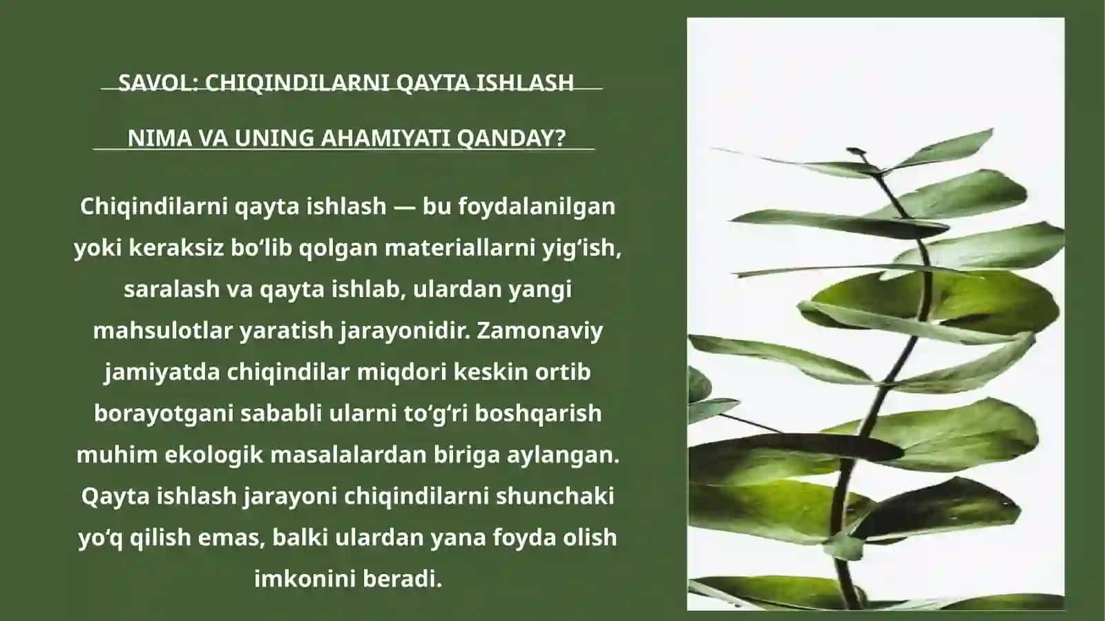 Mavzu:Chiqindilarni qayta ishlashning zamonaviy usullari 4
