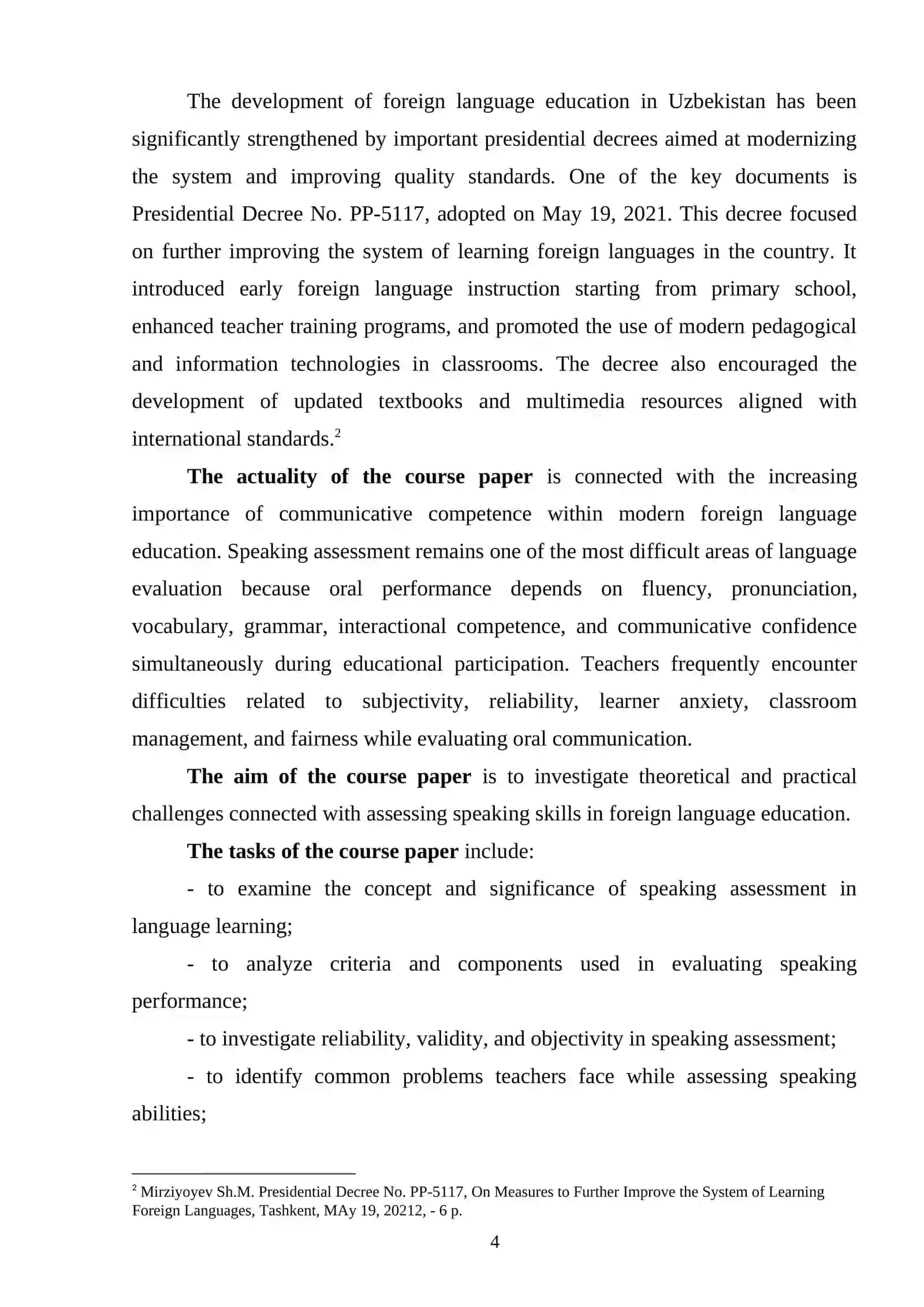 Course Paper on Assessing Speaking Skills 4