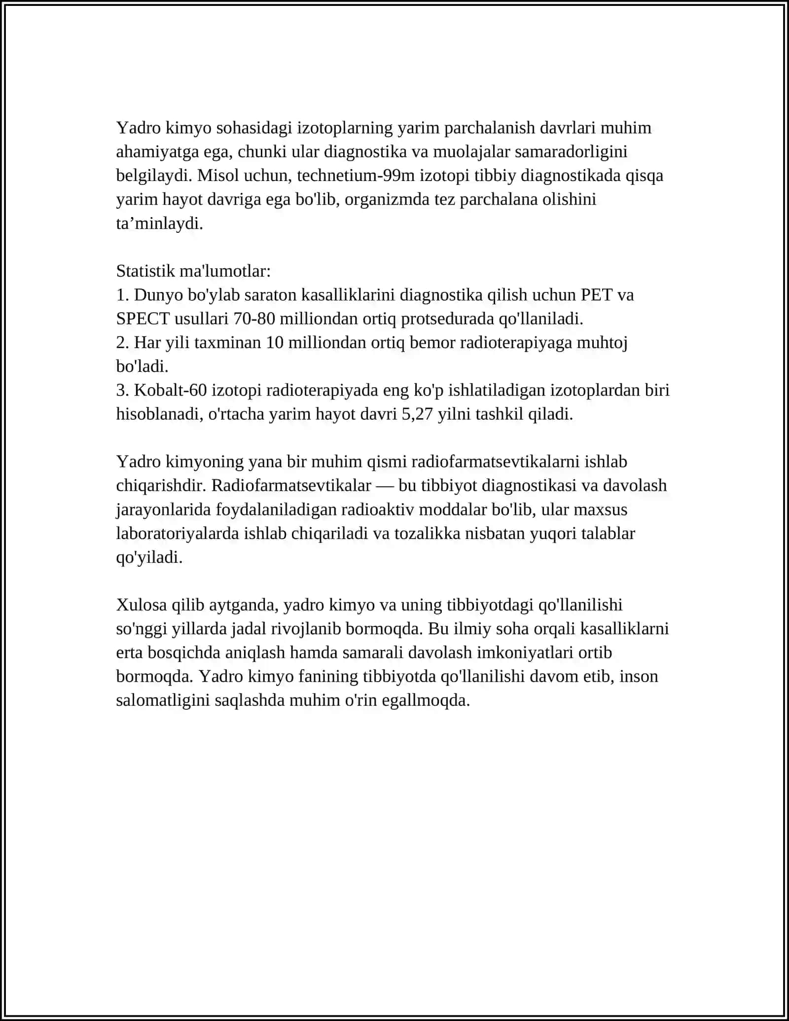 Yadro kimyonning tibbiyotdagi o'rni 4