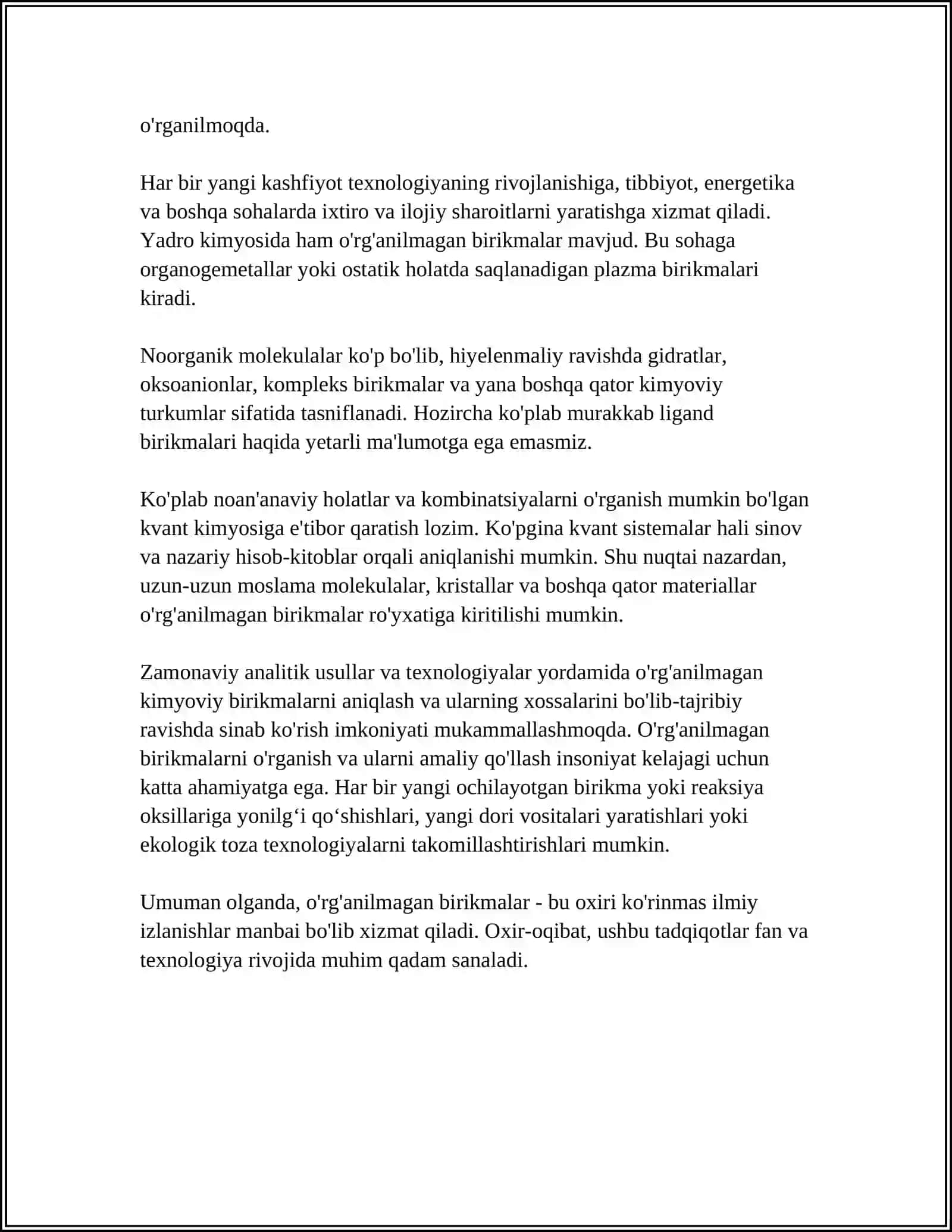 O'RGANILMAGAN BIRIKMALAR 4