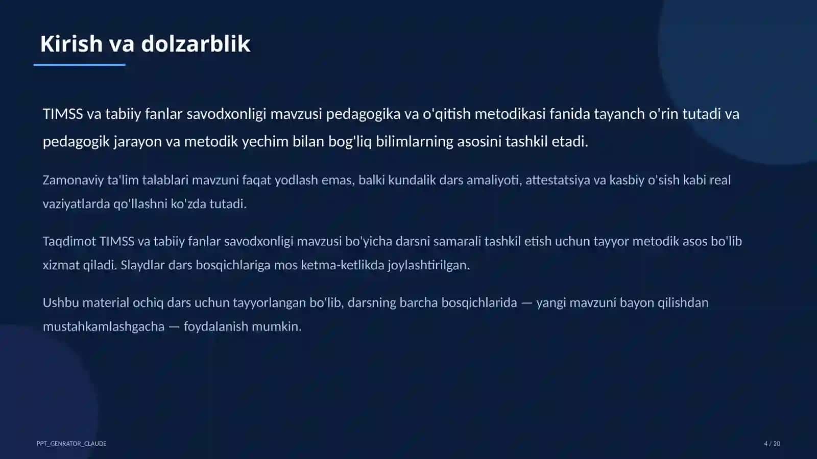 TIMSS va tabiiy fanlar savodxonligi 4