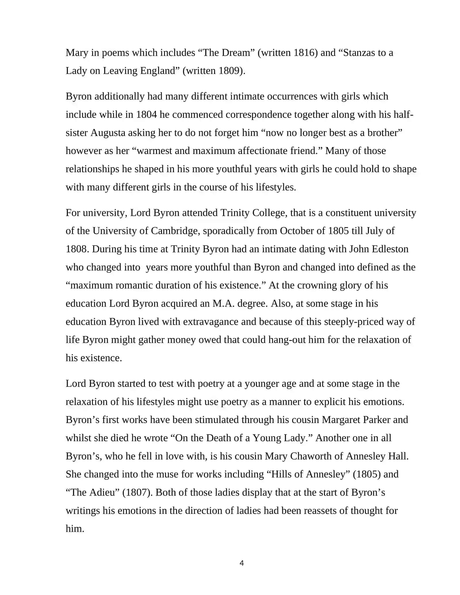 COURSE PAPER: "George Gordon Lord Byron and his literary works" 4