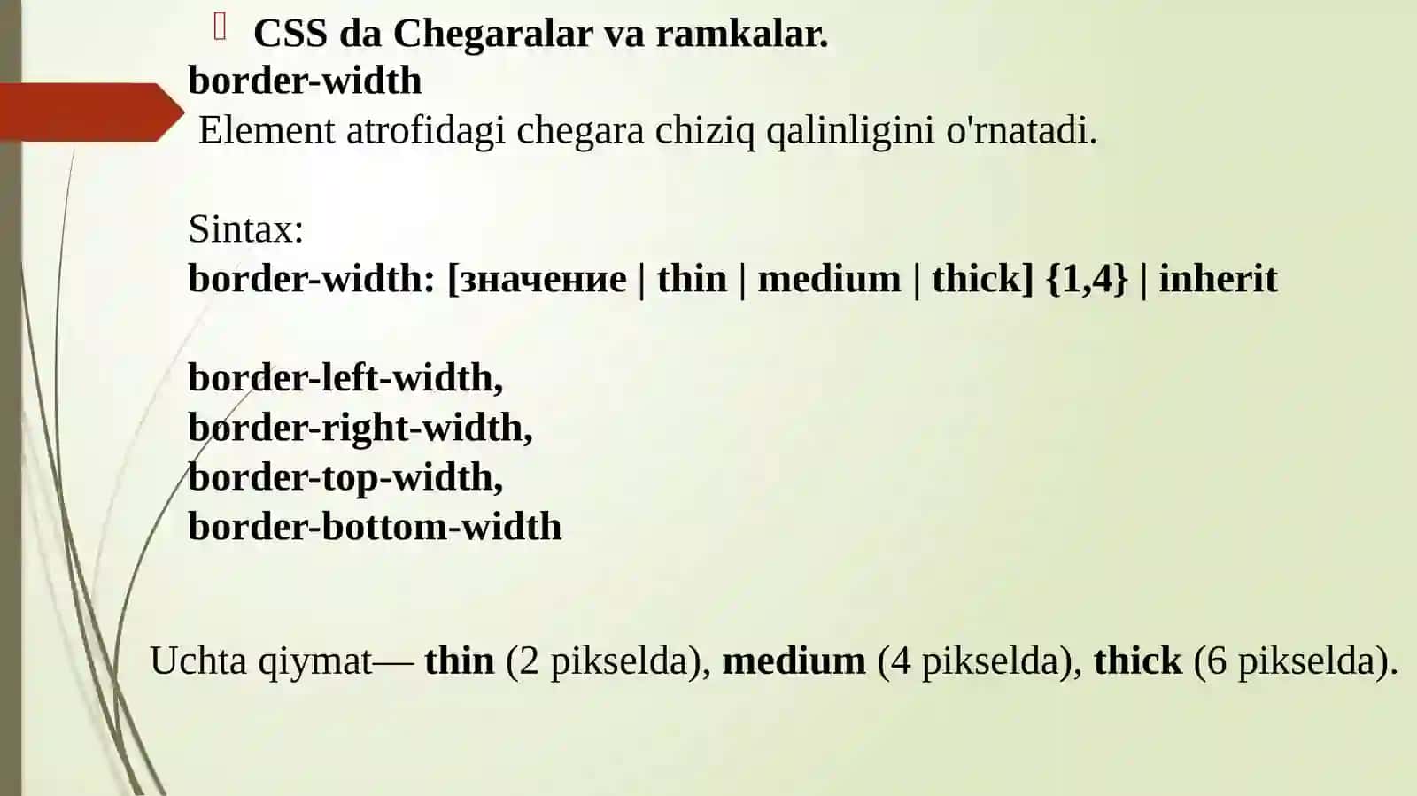 CSS yordamida qatlamlar yaratish. Chegaralar va ramkalar 4