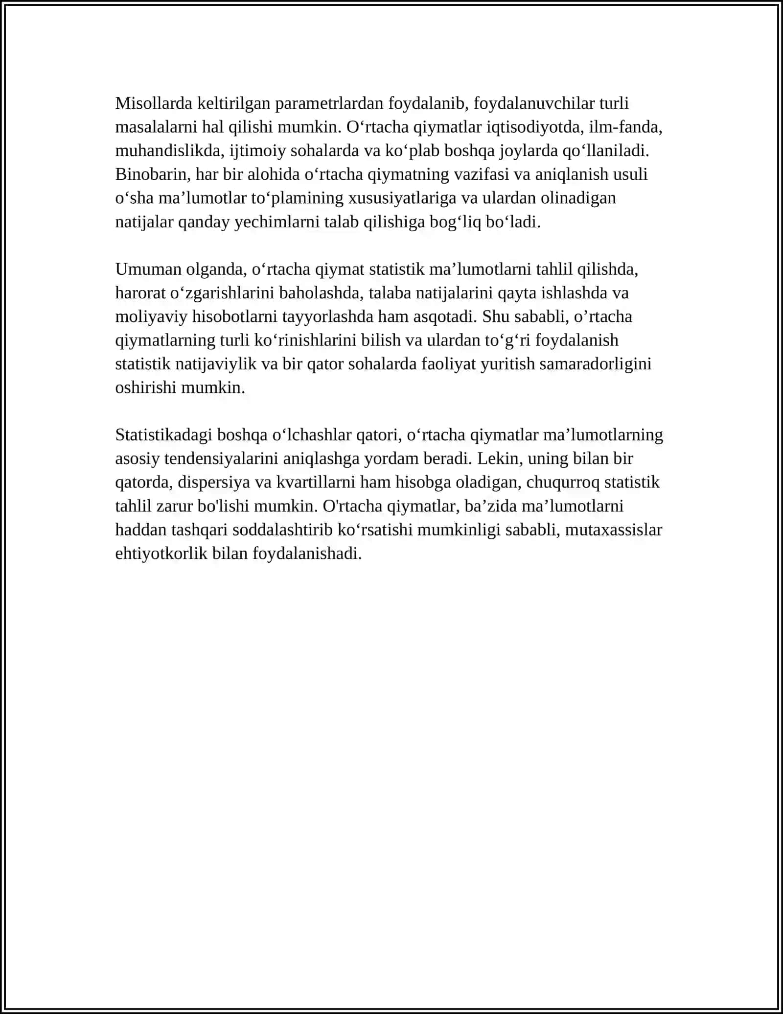 TASODIFIY MIQDORNING SONLI HARAKTERISTIKALARI 4
