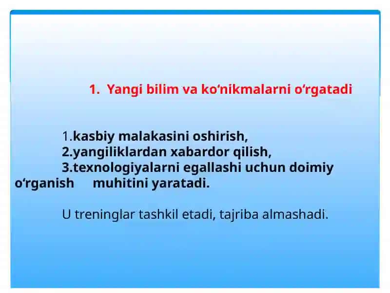 Rahbarning jamoadagi murabbiy sifatidagi o'rni va funksiyalari 4