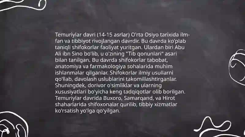 Temuriylar davri tibbiyoti va uning oʻziga xosligi 4