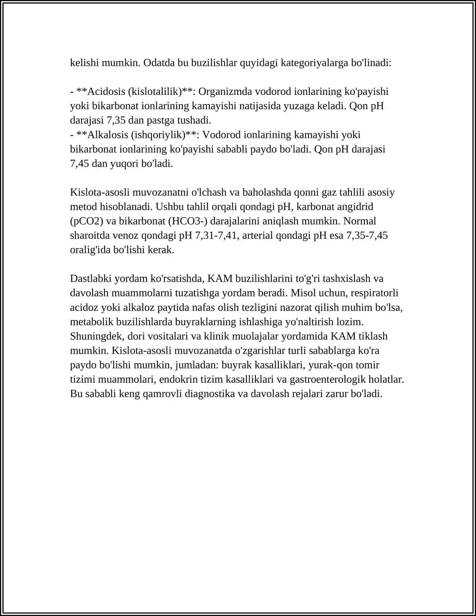 KISLOTA-ASOSLI MUVOZANAT. BUFER SISTEMALAR 4
