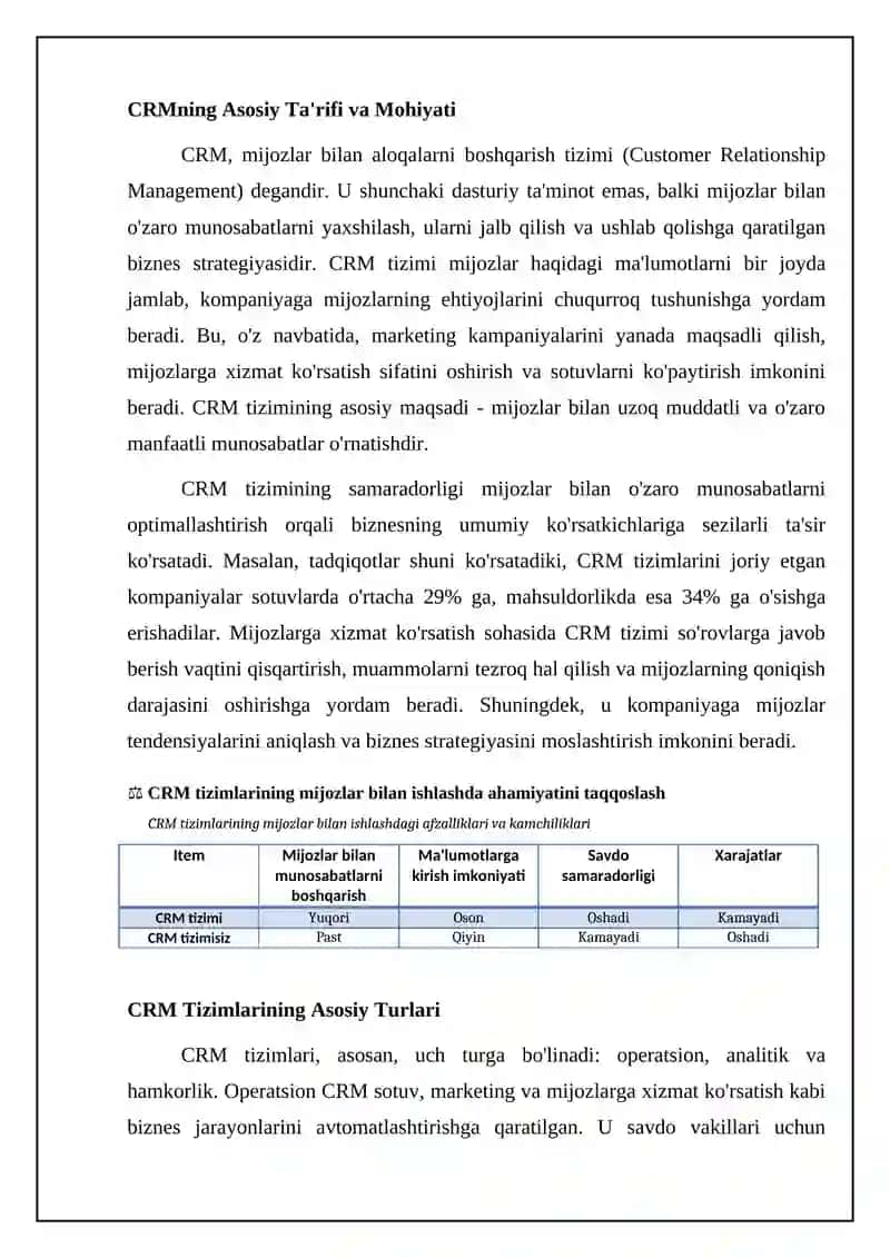 CRM: Ta'rif, Turlari va Funksionallik 4