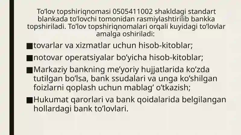 Talabnomalari va to'lov topshiriqnomalari 4
