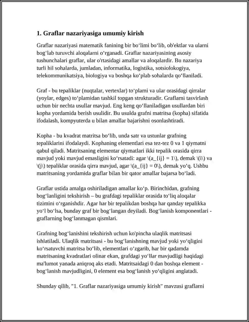 GRAFLAR NAZARIYASI HAQIDA UMUMIY MA’LUMOT 4