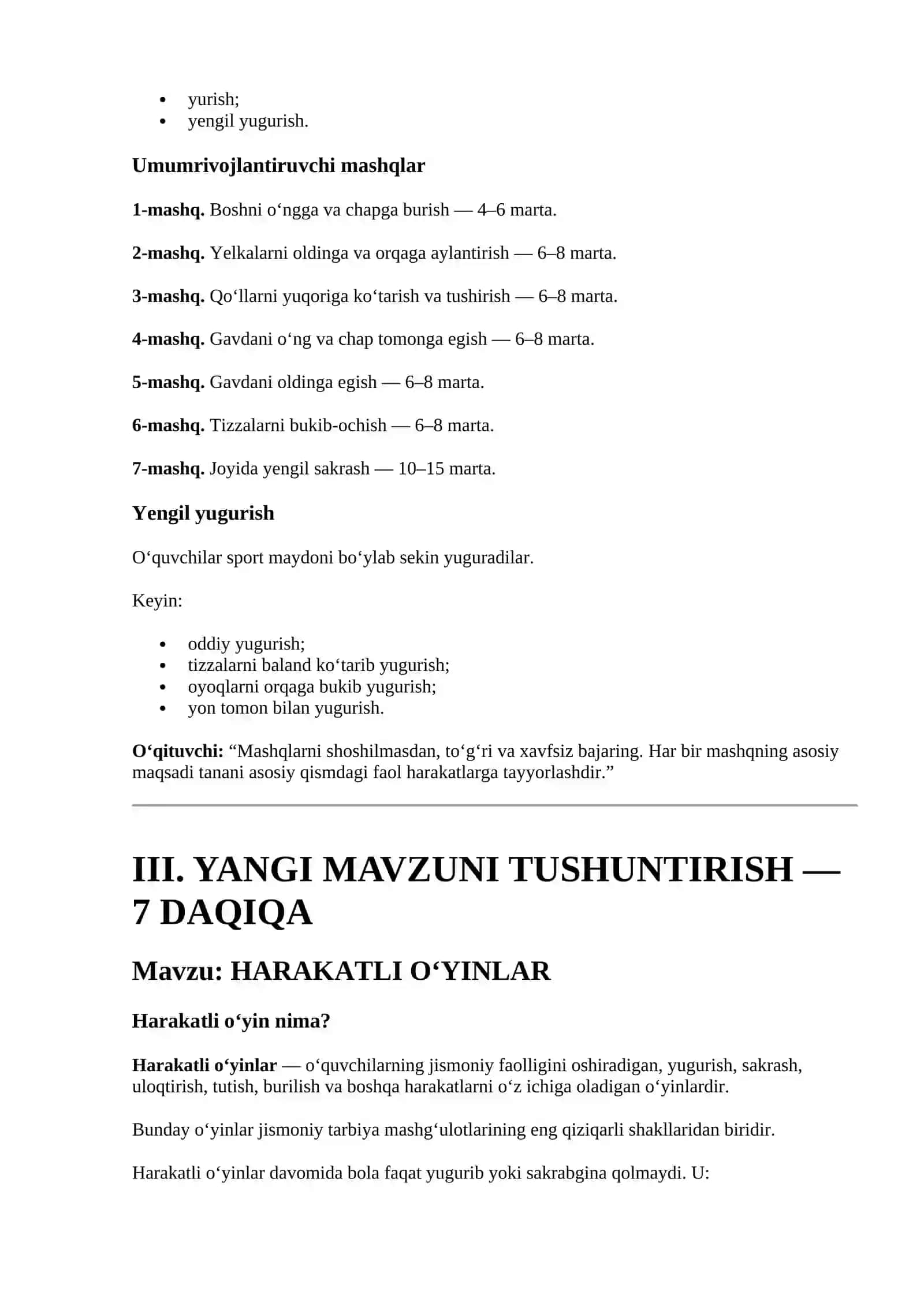 dars ishlanma harakatli o'yinlar 4