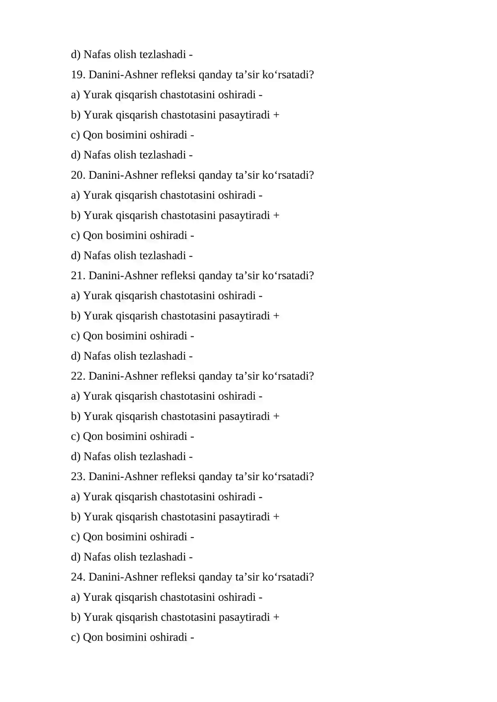 Yurak faoliyatini boshqarilishi - Test 4