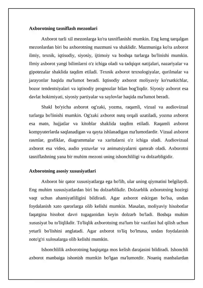 Axborotning turlari va xususiyatlari 4