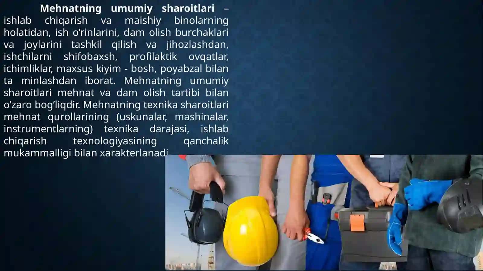 Mehnat sharoitlarini yaxshilash va ishlash 4