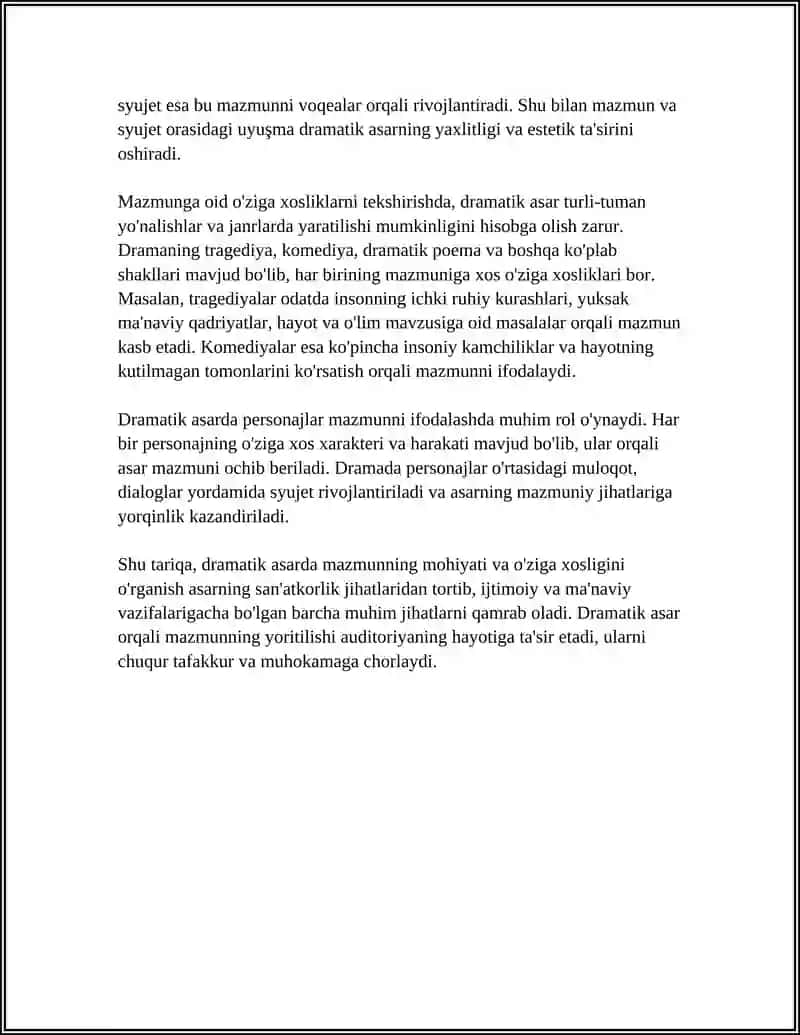 DRAMATIK ASARDA MAZMUN, SYUJET, FABULA 4