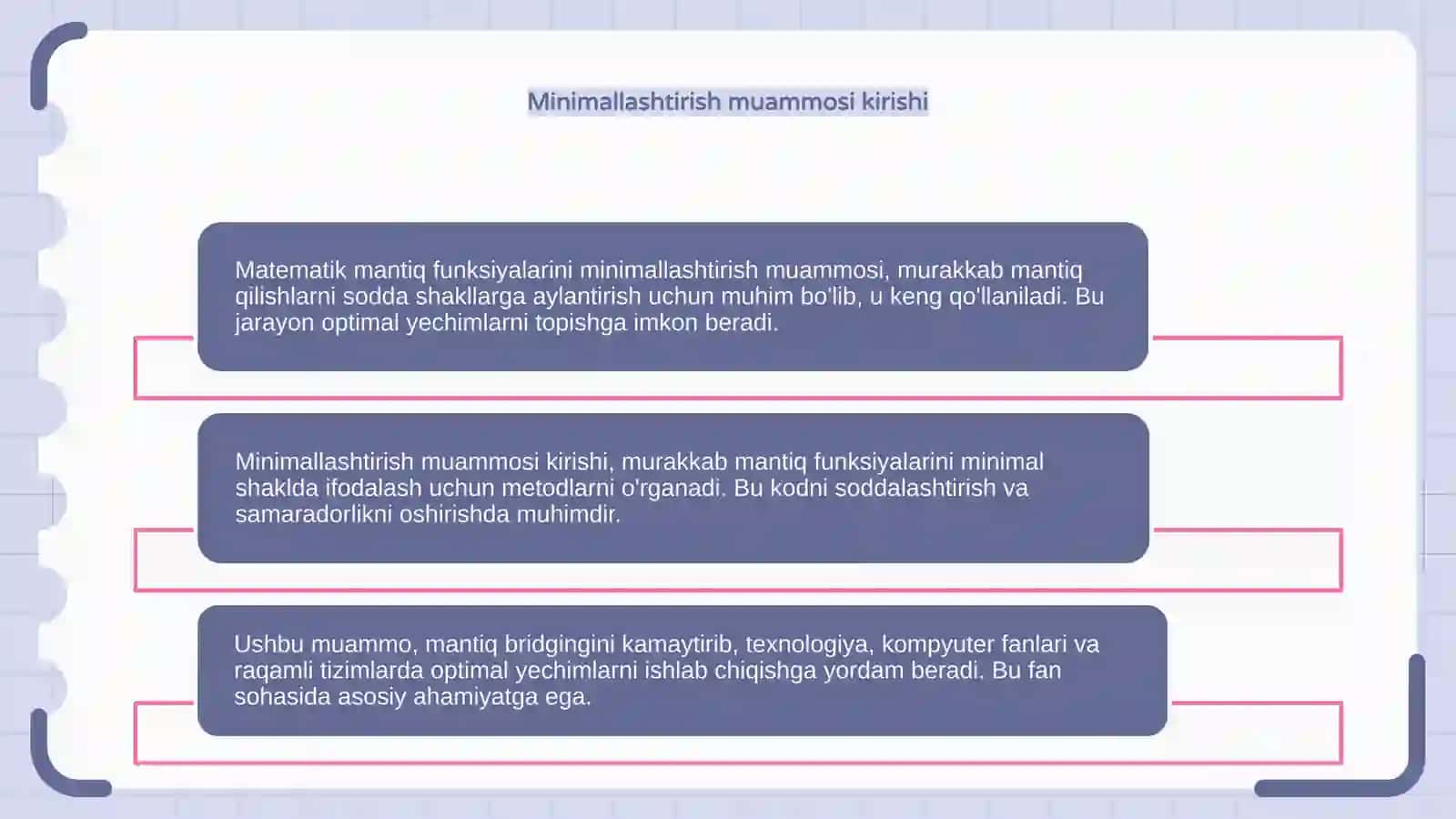 Matematik mantiq funksiyalarini minimallashtirish muammosi 4