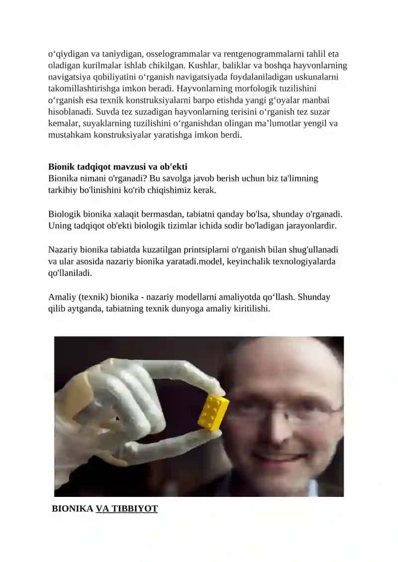Bionika asoslari. Tibbiyotda bionika 4